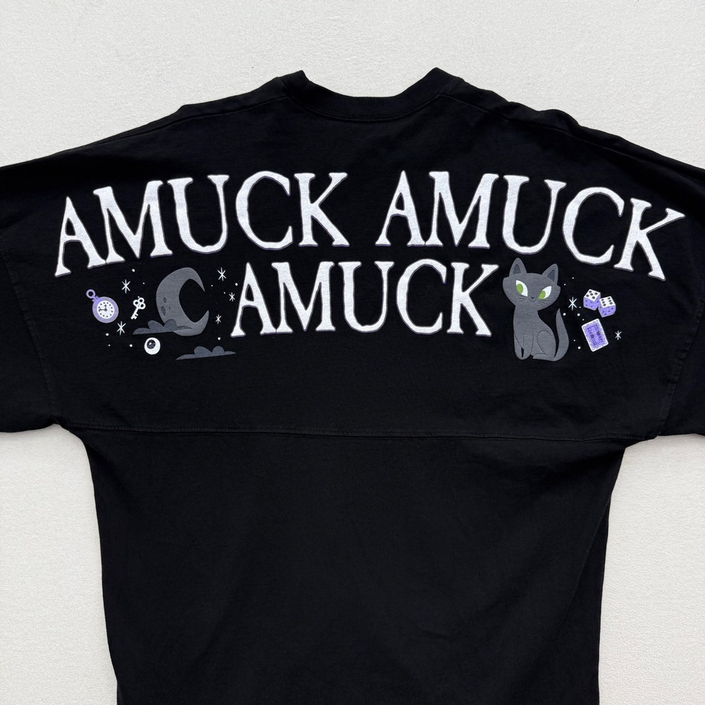 Disney Parks Hocus Pocus Amuck Spirit Jersey Black‎ Shirt Women's XS Witchy Binx